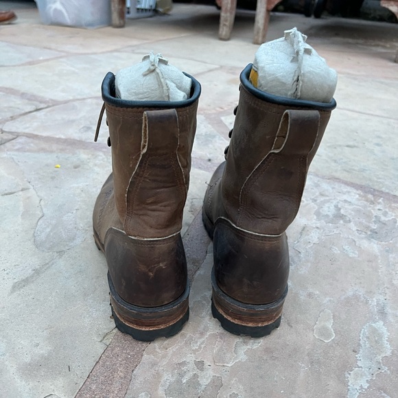 VTG Men Frye Logger Boot Size 9.5 Brown Leather Lace Up Vibram Lug Sole Work USA - Picture 7 of 8